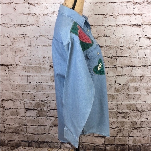 Blue Mountain Embroidered Denim w/ Hearts Sz S - Picture 3 of 15
